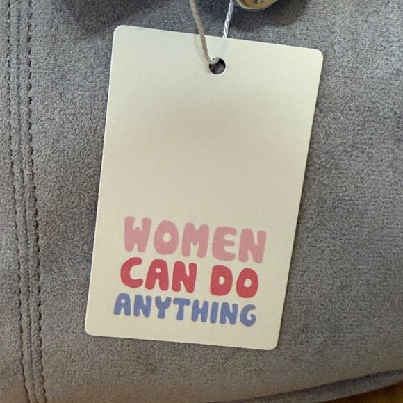 Grey Suede Crossbody Shoulder Bag With Adjustable Strap By Ah-Dorned New York - Picture 5 of 12